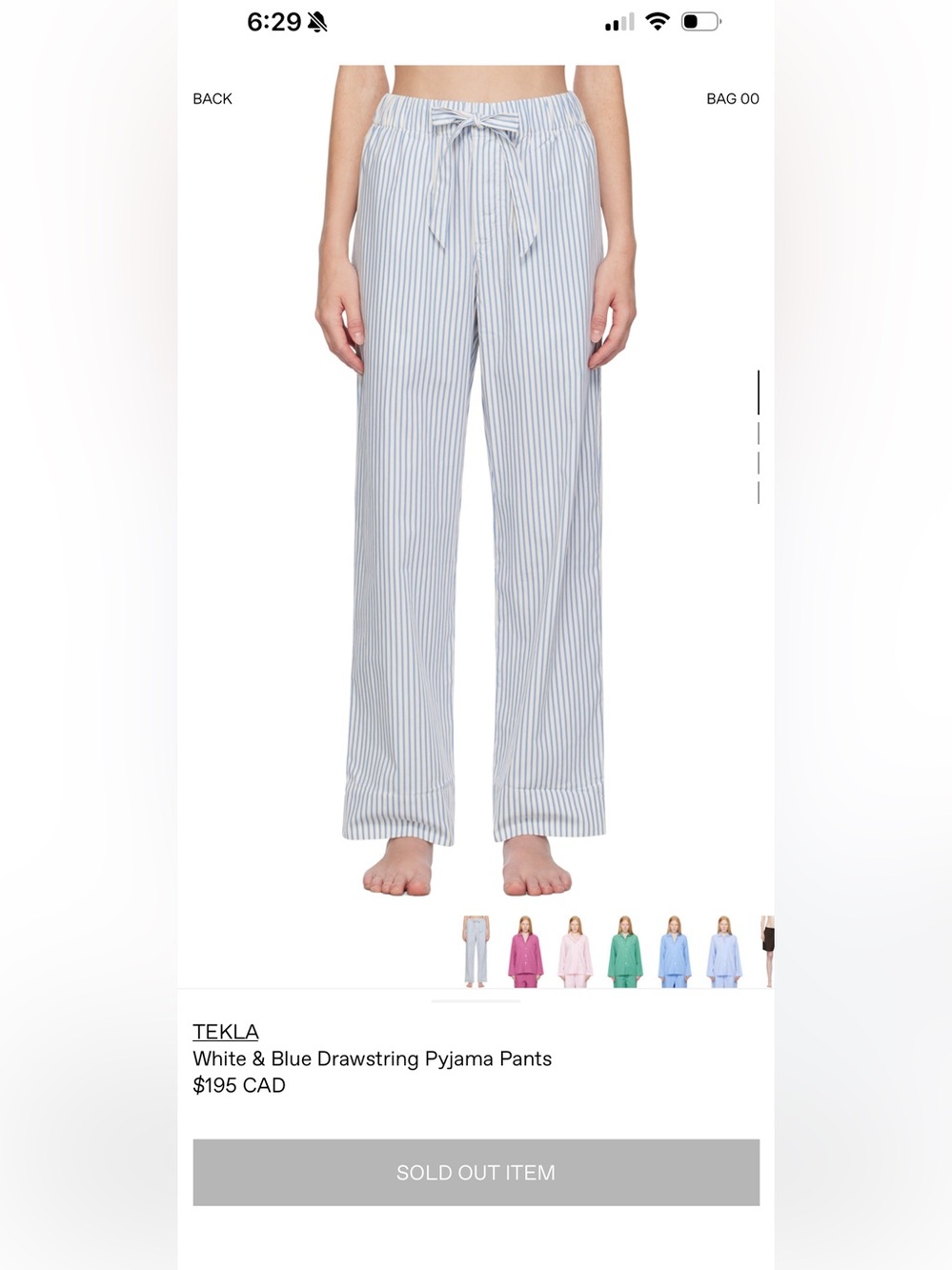 TEKLA White & Blue Stripe Drawstring Pajama Pants